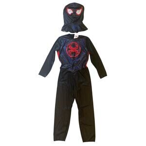 Spider Man Miles Morales Halloween Costume Boys Size 6/7 Outfit & Mask NEW